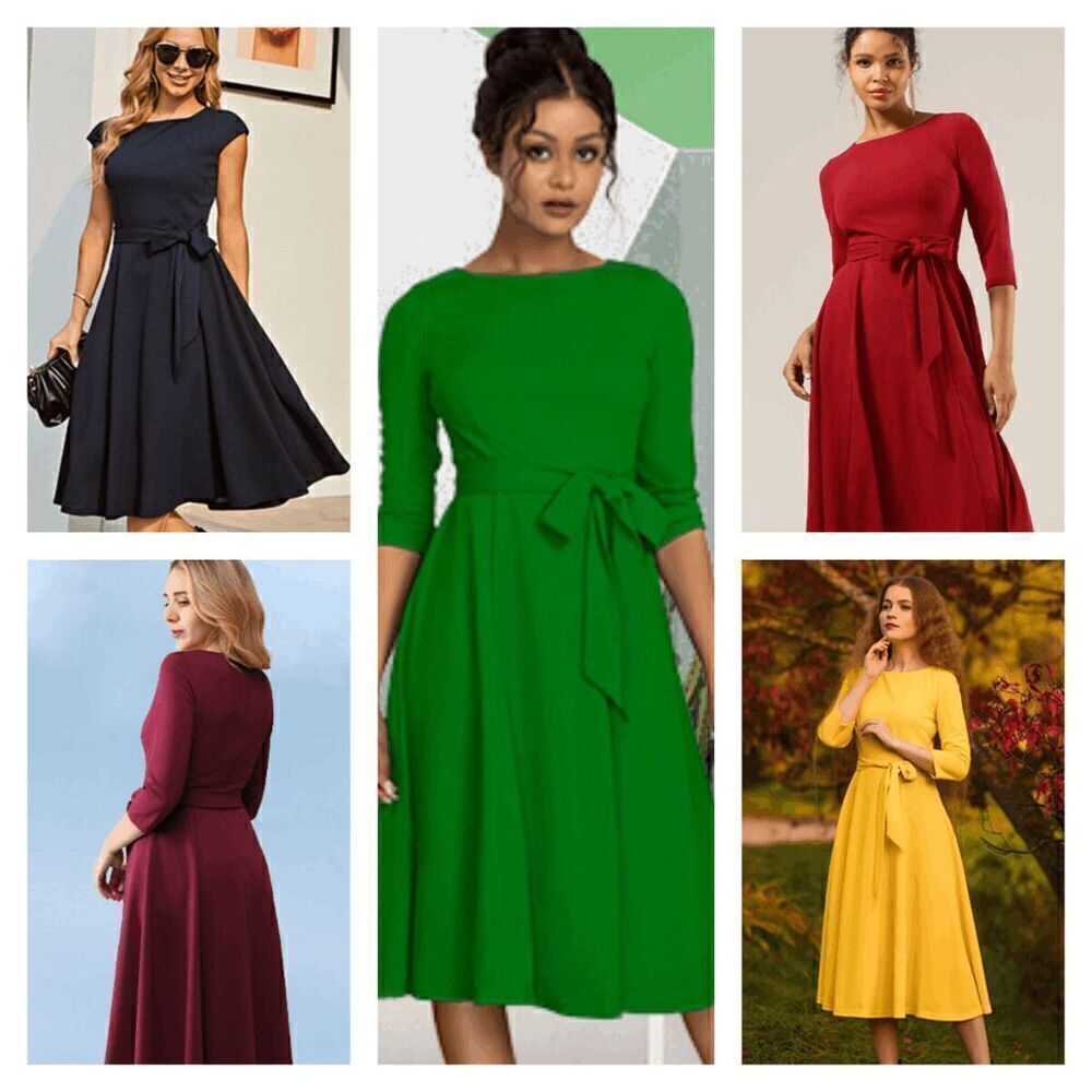 💚 NWT Pinup Retro Vintage 1950s 60s Swing Cocktail Green Rockabilly Dress SIZE - Picture 8 of 16
